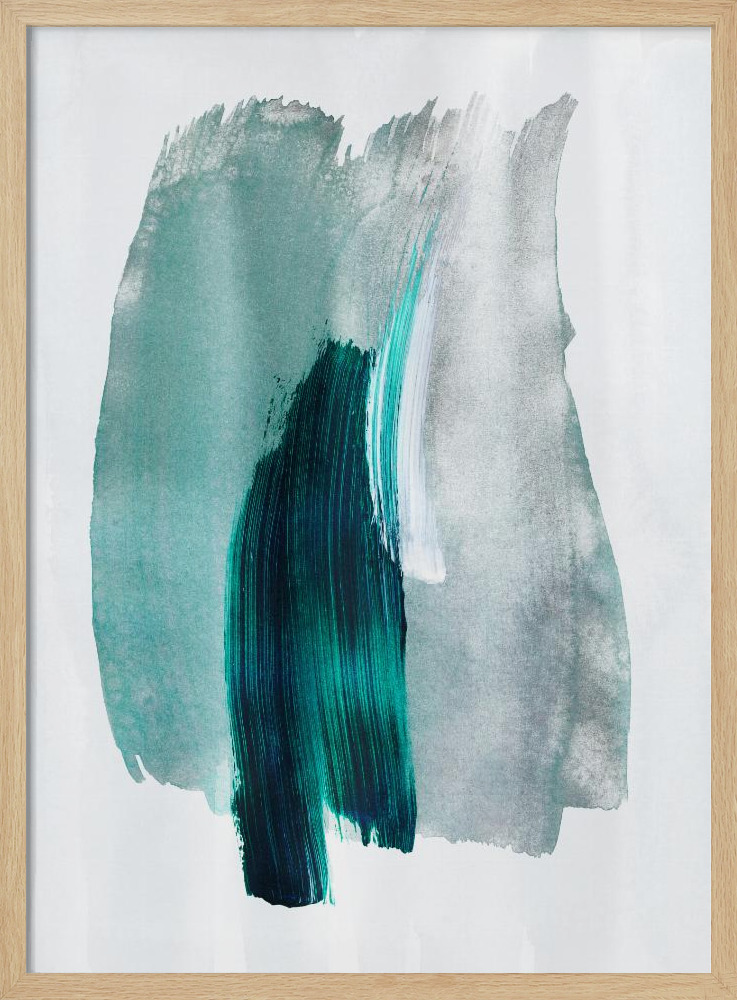 Poster - Abstract Brush Strokes 19 natural wood poster frame