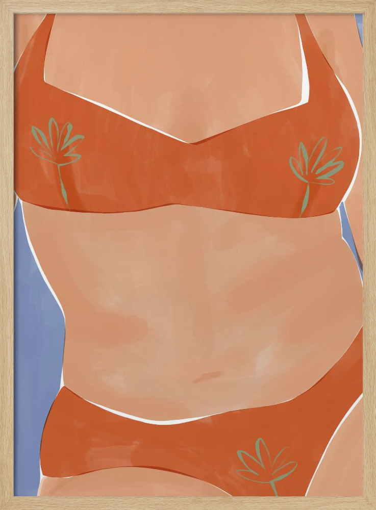 Poster - Bikini Babe natural wood poster frame