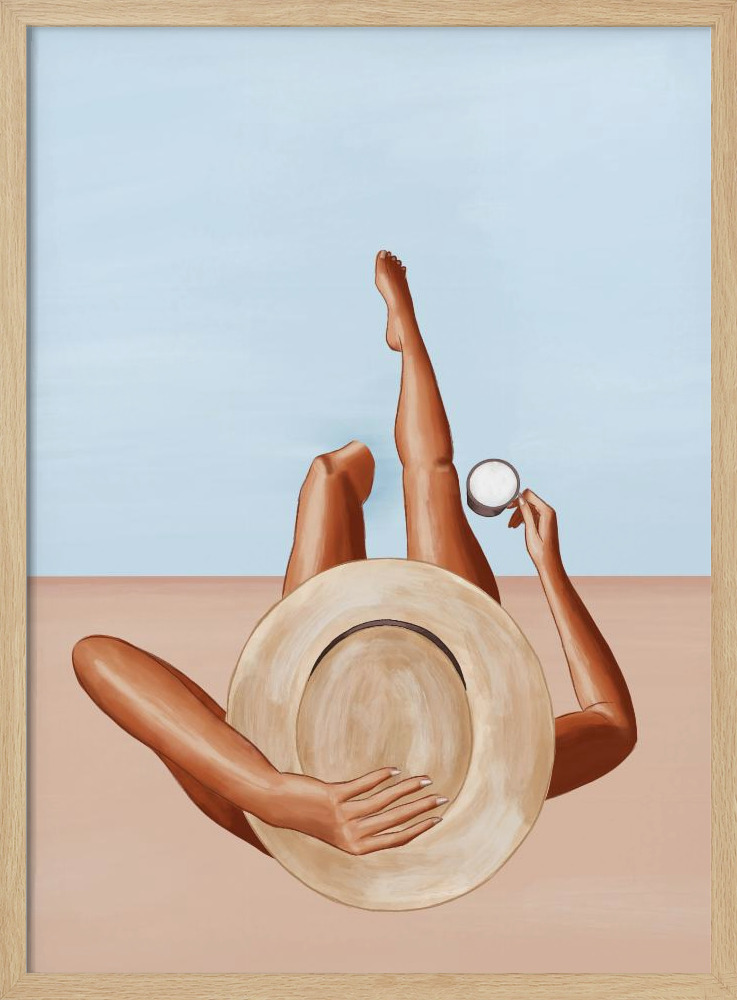 Poster - Poolside Girl natural wood poster frame