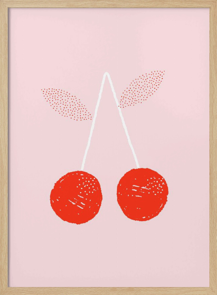 Poster - Cherries natural wood poster frame