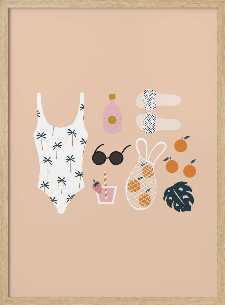 Poster - One Day Vacay natural wood poster frame