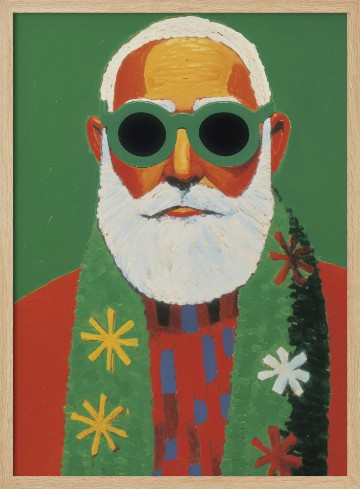 Affiche - Holiday Santa cadre de poster en bois naturel