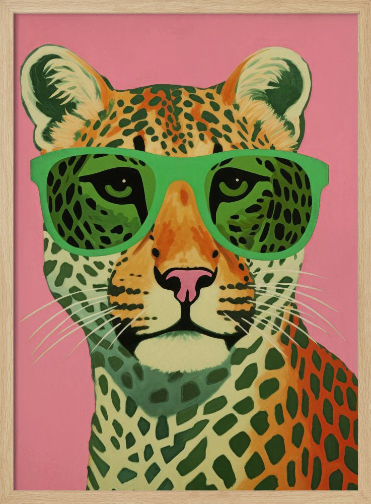 Poster - Leo With Glasses natural wood poster frame