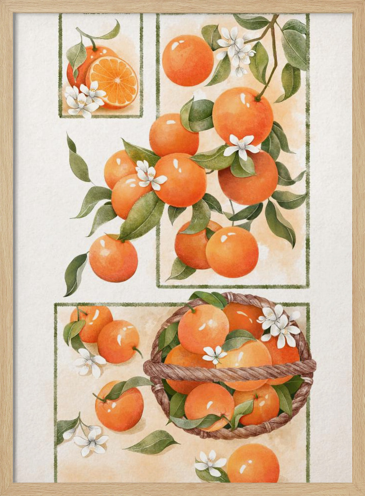 Poster - Orange Blossom Lock natural wood poster frame