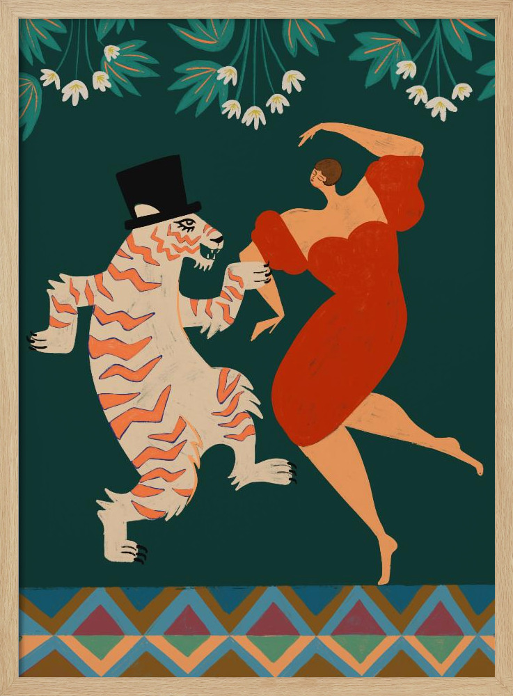 Poster - A Date With a Wild Cat natural wood poster frame