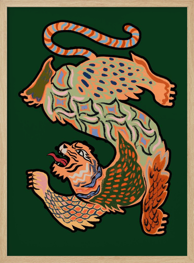 Plakat - Asiantiger Green ramka na plakat z naturalnego drewna