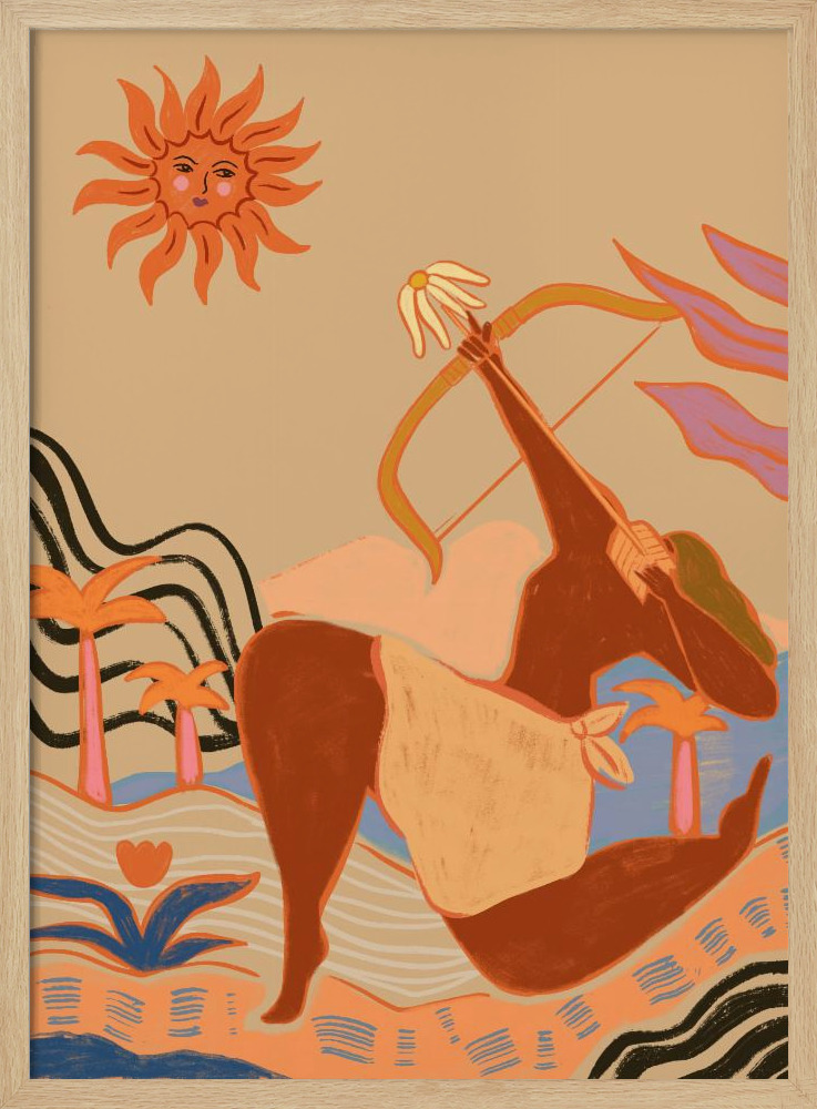 Poster - Bow And Arrow natural wood poster frame