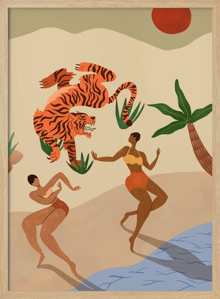 Poster - Dancing Tiger natural wood poster frame