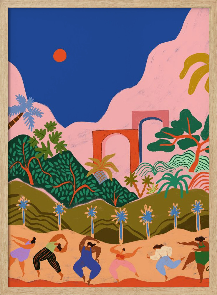 Poster - Dancing In Paradise natural wood poster frame