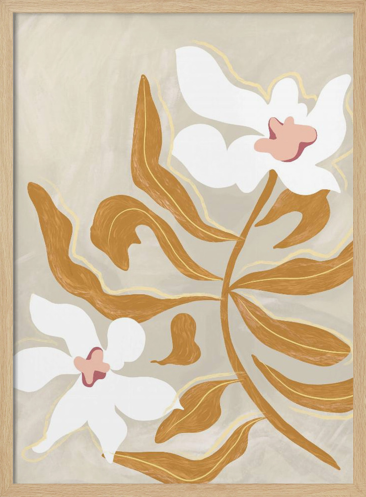 Poster - Flowerflowerflower natural wood poster frame