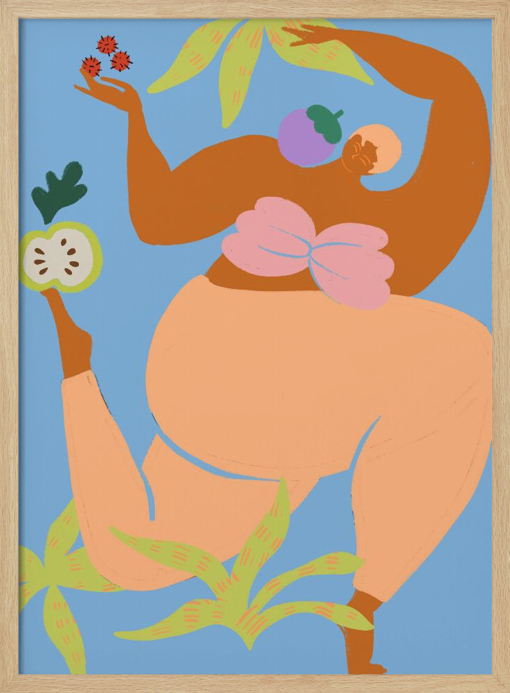 Poster - Fruity Run natural wood poster frame
