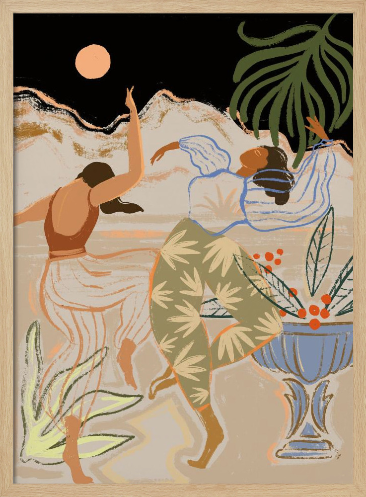 Poster Moonlightdance - Affisch posterram i naturligt trä