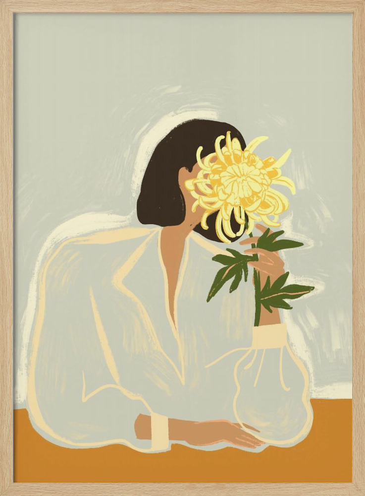 Poster - Thecrysanthemum natural wood poster frame