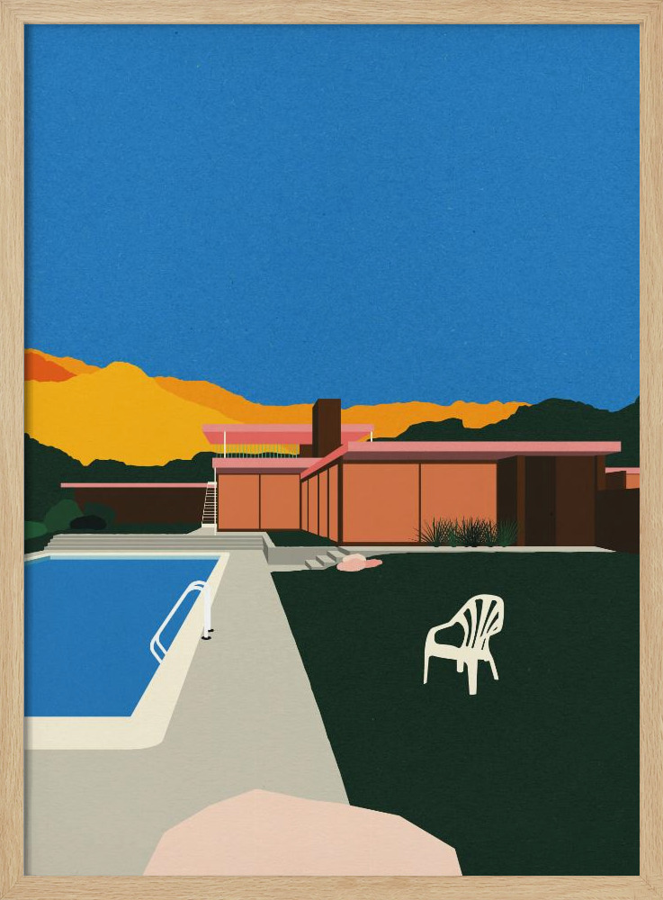 Póster - Kaufmann Desert House Poolside natural wood poster frame