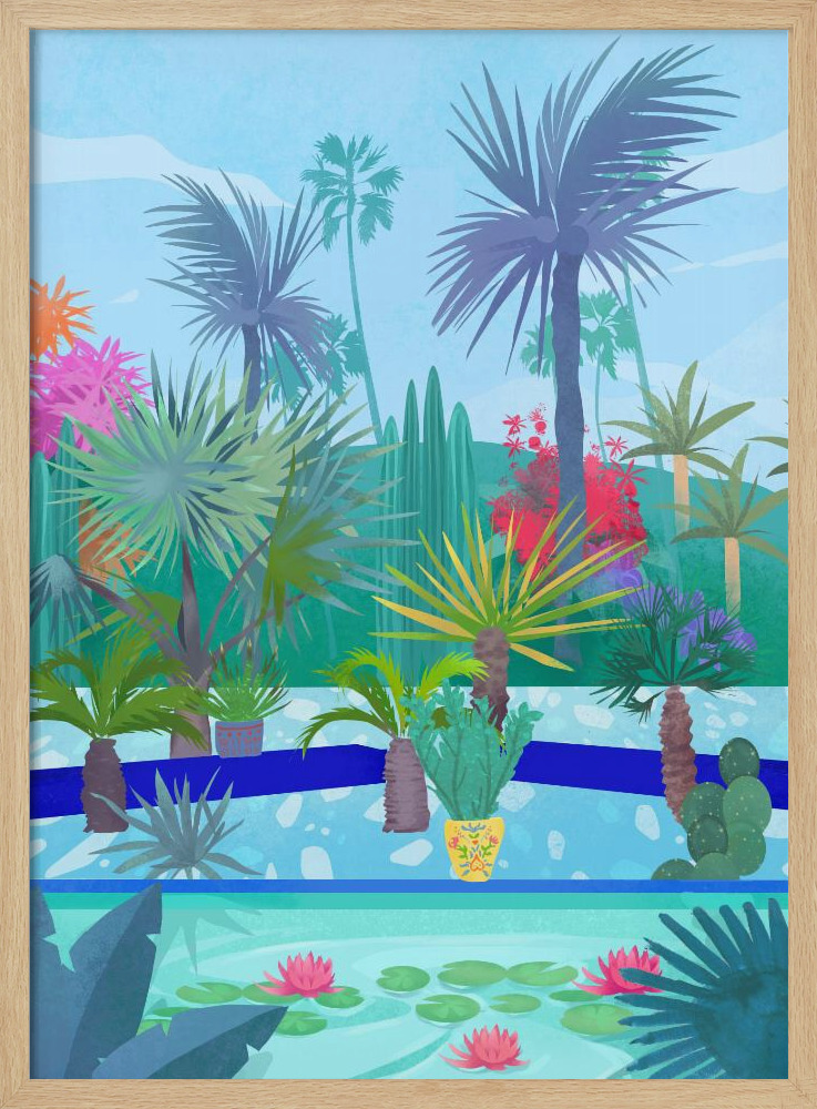 Plakat - Moroccan Garden natural wood poster frame