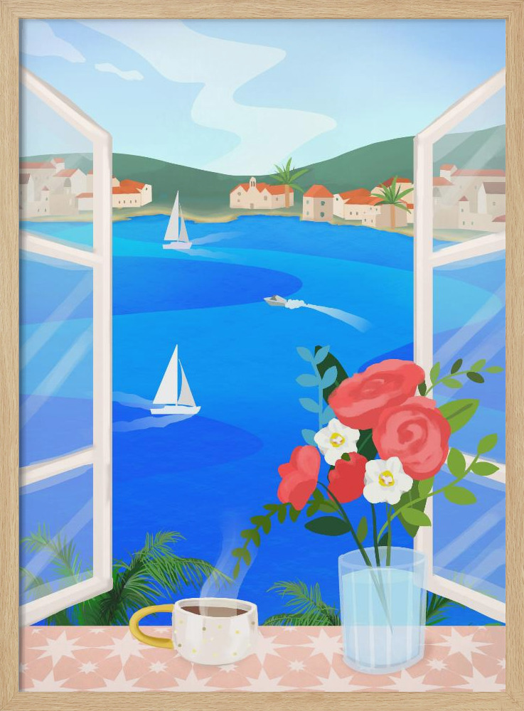 Plakat - Island View natural wood poster frame