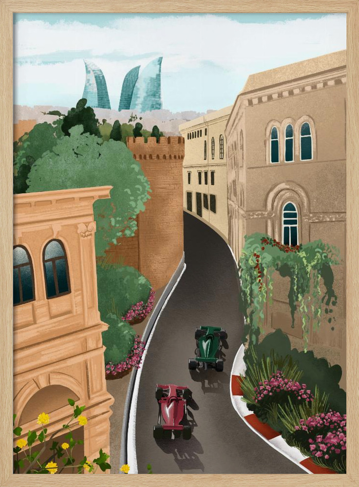 Plakat - Baku Azerbeidzjan natural wood poster frame