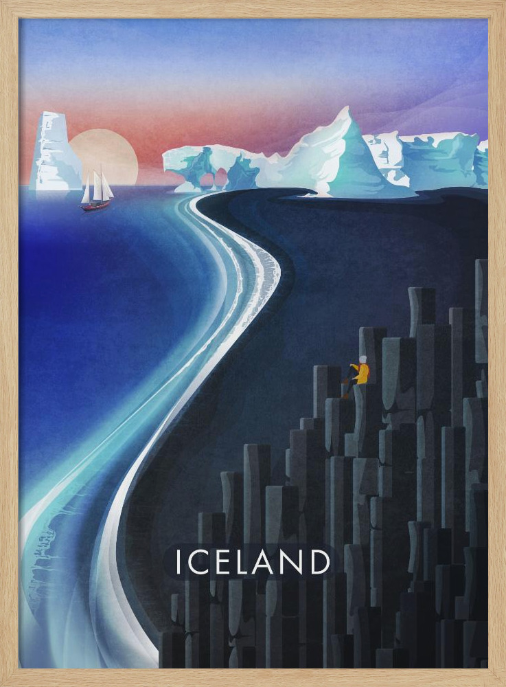 Plakat - Iceland V natural wood poster frame