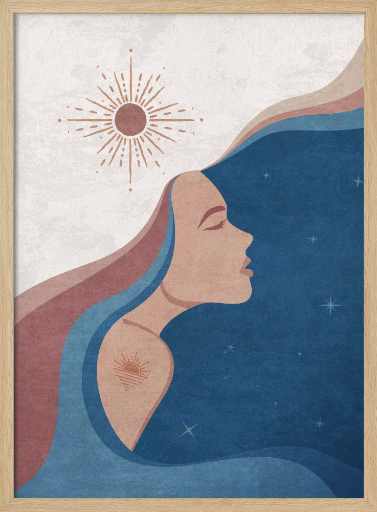 Poster - Celestial Harmony posterframe van natuurlijk hout