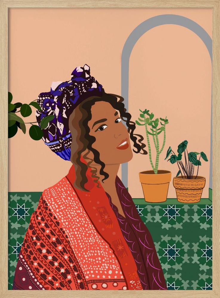 Poster - Colorful Serenity posterframe van natuurlijk hout