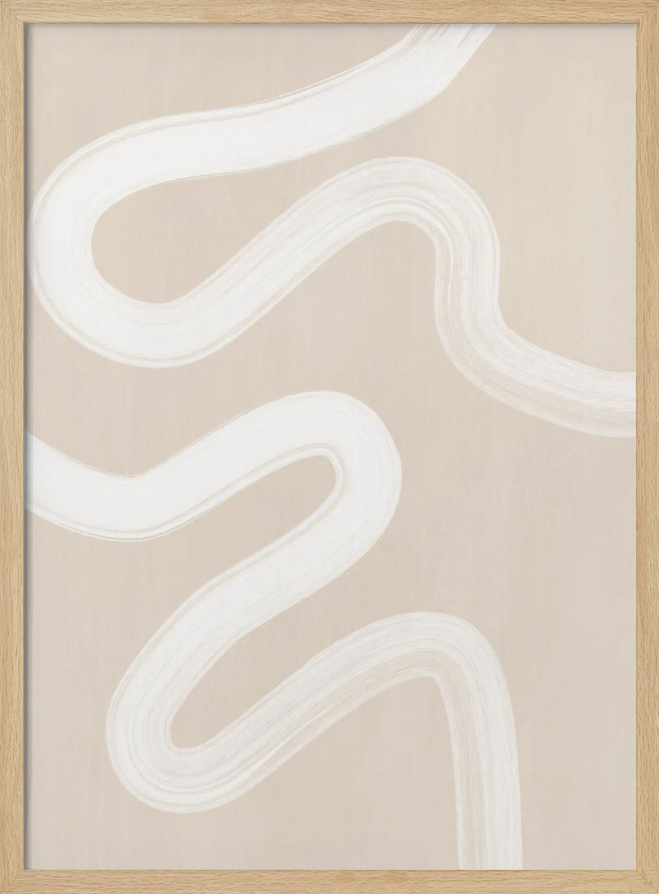 Affiche - Beige One Line Drawing cadre de poster en bois naturel