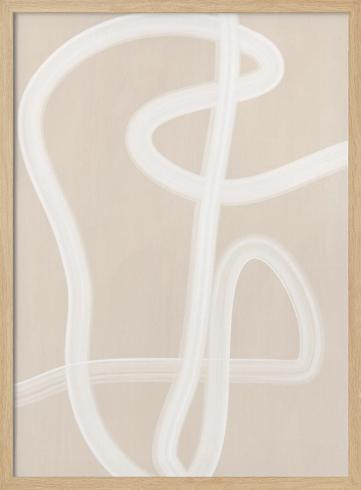 Poster - White Brush Stroke Poster - No.2 natural wood poster frame