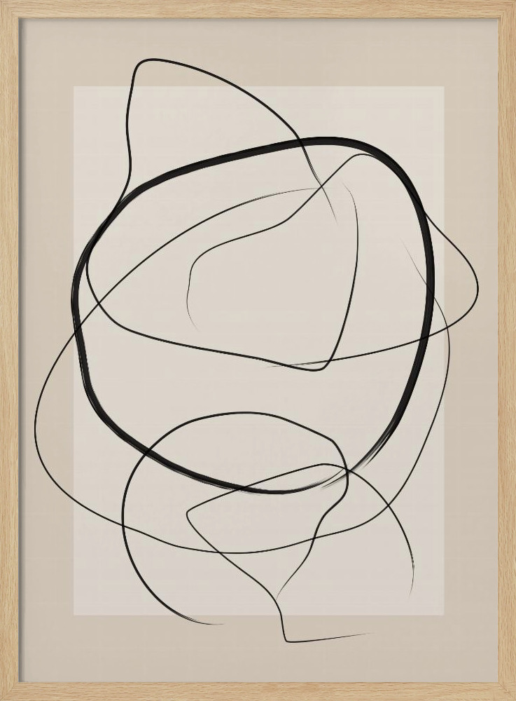 Poster - Soft Abstract Lines Art natural wood poster frame