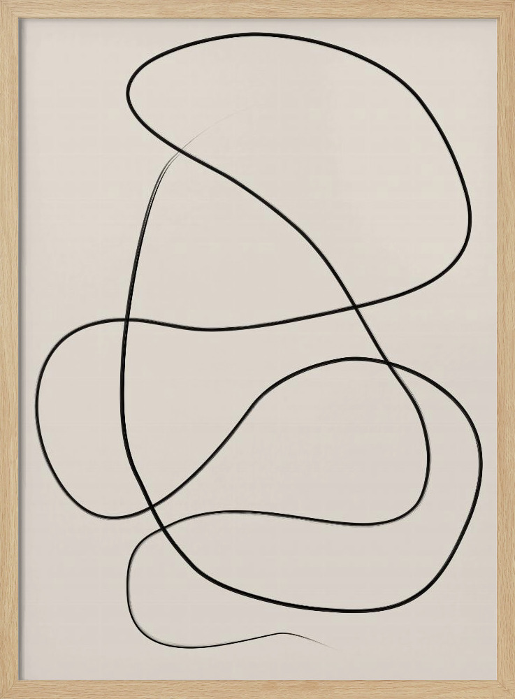 Poster - Swirling One Line Art natural wood poster frame