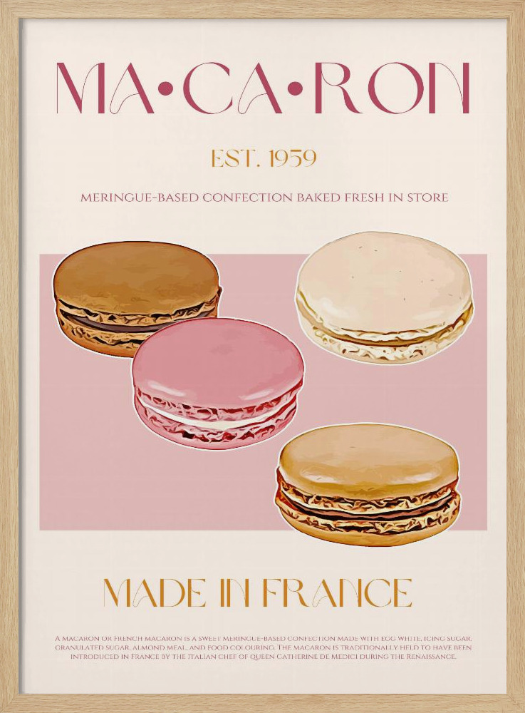 Poster - Macaron Print posterframe van natuurlijk hout