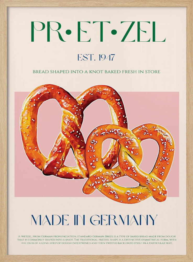 Poster - Pretzel Print posterframe van natuurlijk hout