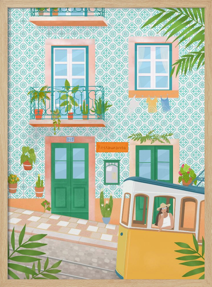 Poster - Lisboa City, Portugal natural wood poster frame