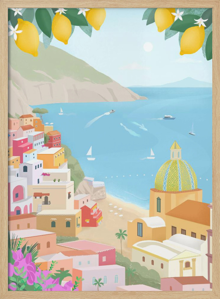 Poster - Positano, Italy natural wood poster frame