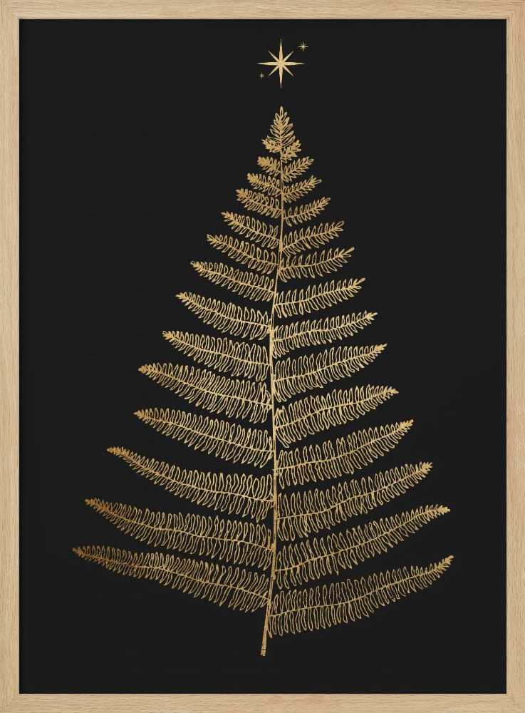 Póster - Shining Bright At Christmas Night natural wood poster frame