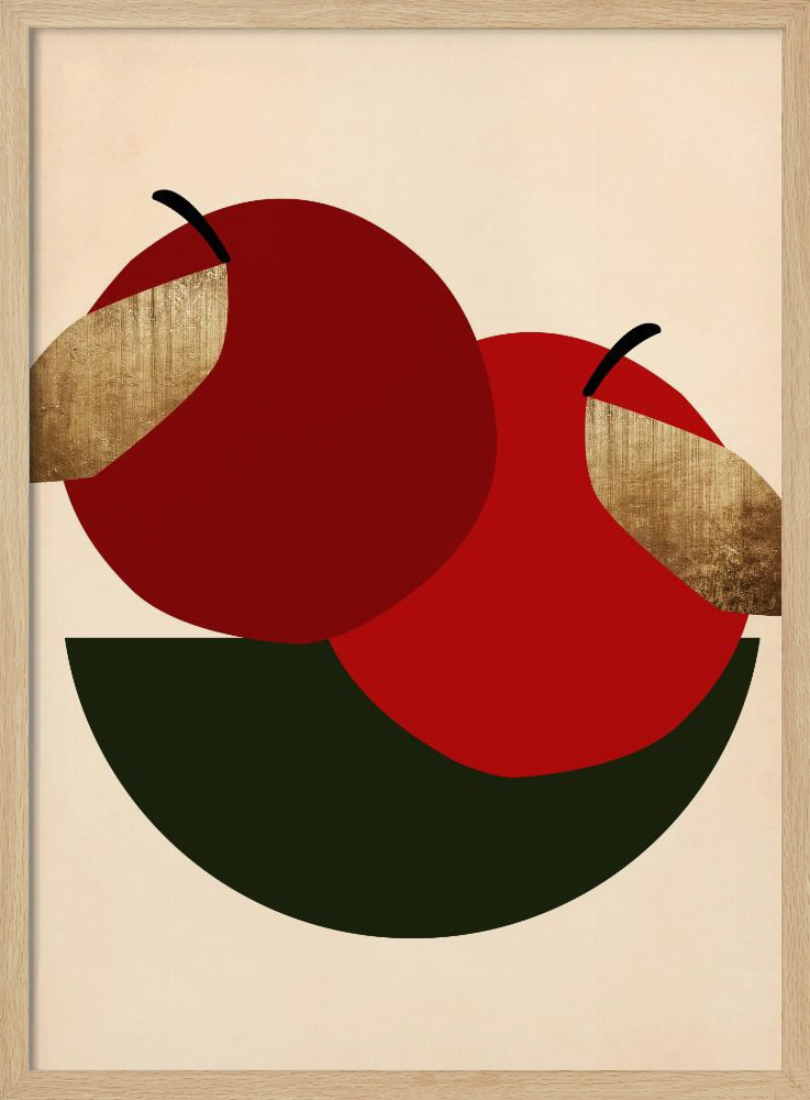 Poster - Two Red Apples natural wood poster frame