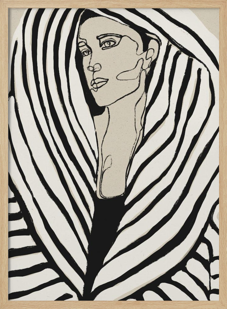 Poster - Striped Coat natural wood poster frame