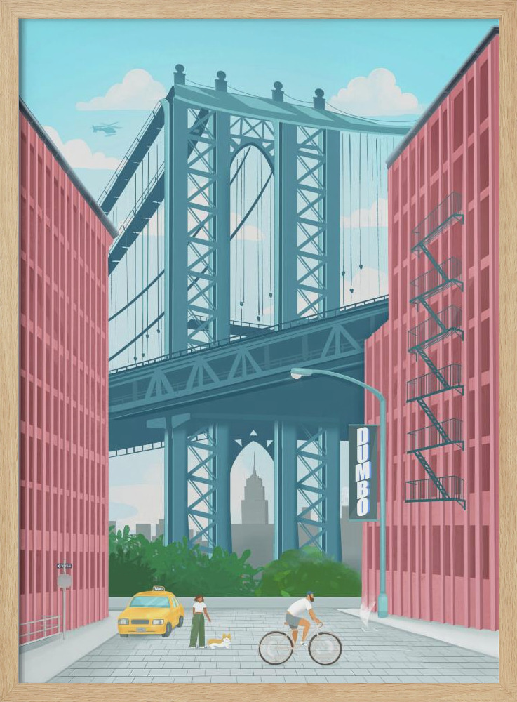 Affiche - Dumbo, New York cadre de poster en bois naturel