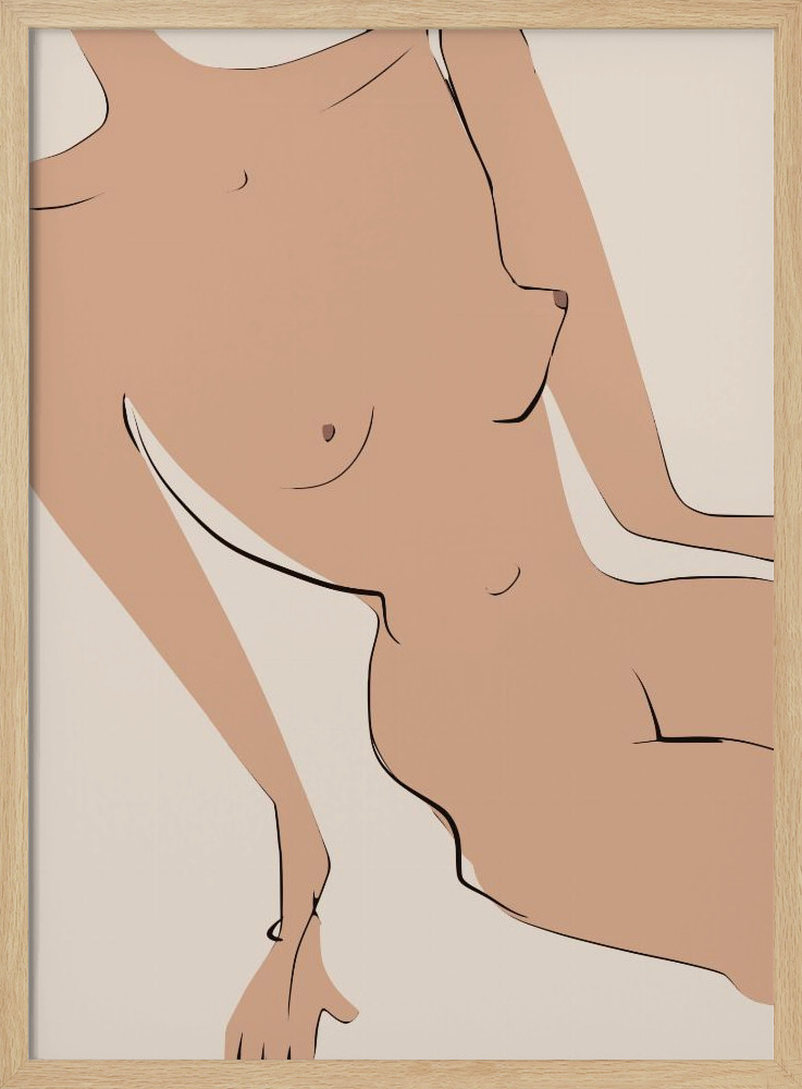 Plakat - Leaning Nude plakatramme i naturligt træ