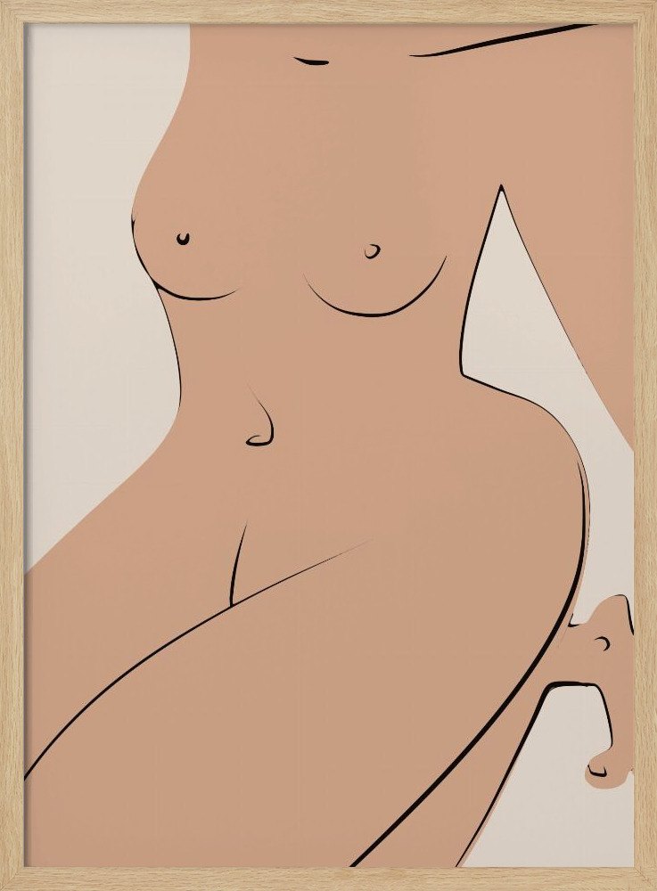 Poster - Nude In Cube natural wood poster frame