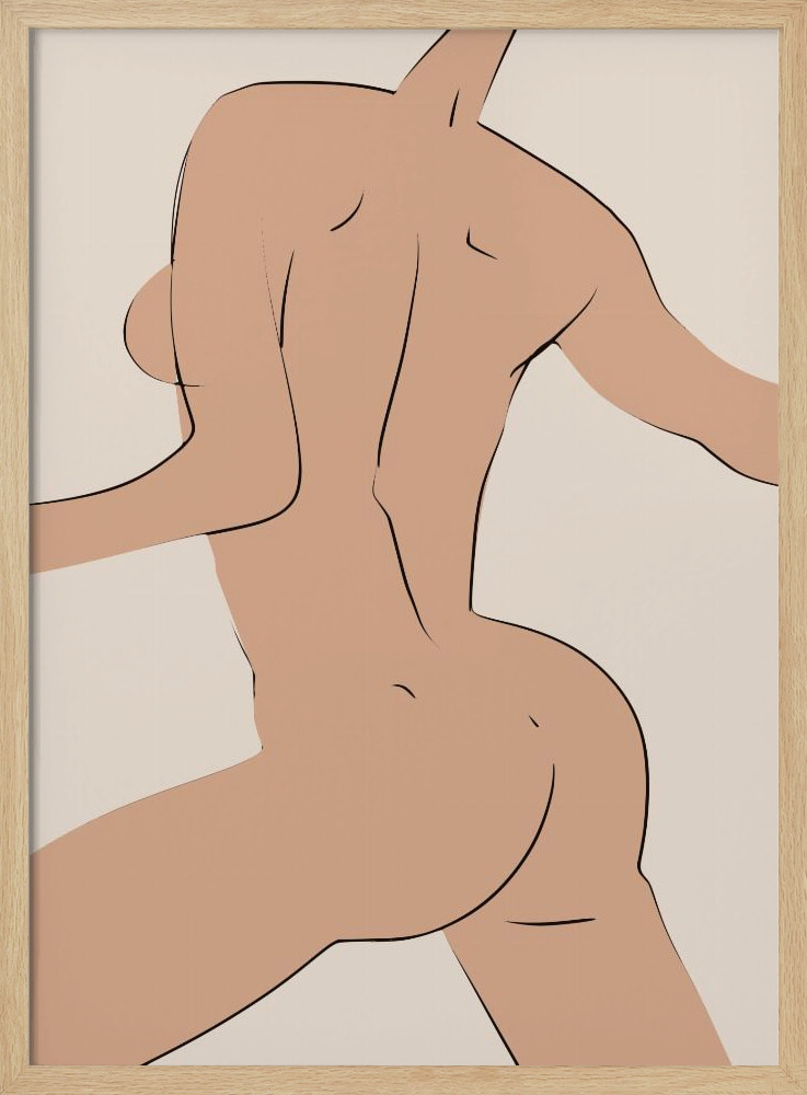 Poster - Dancing Nude posterframe van natuurlijk hout