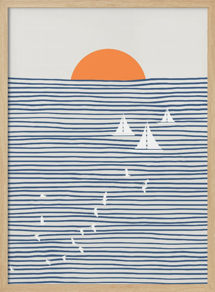 Poster - Three White Sails natural wood poster frame