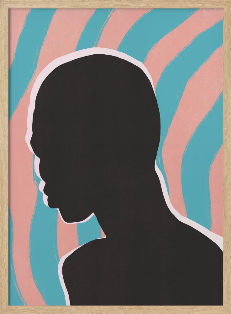 Affiche - Anonymous Portrait In Neon Lights cadre de poster en bois naturel
