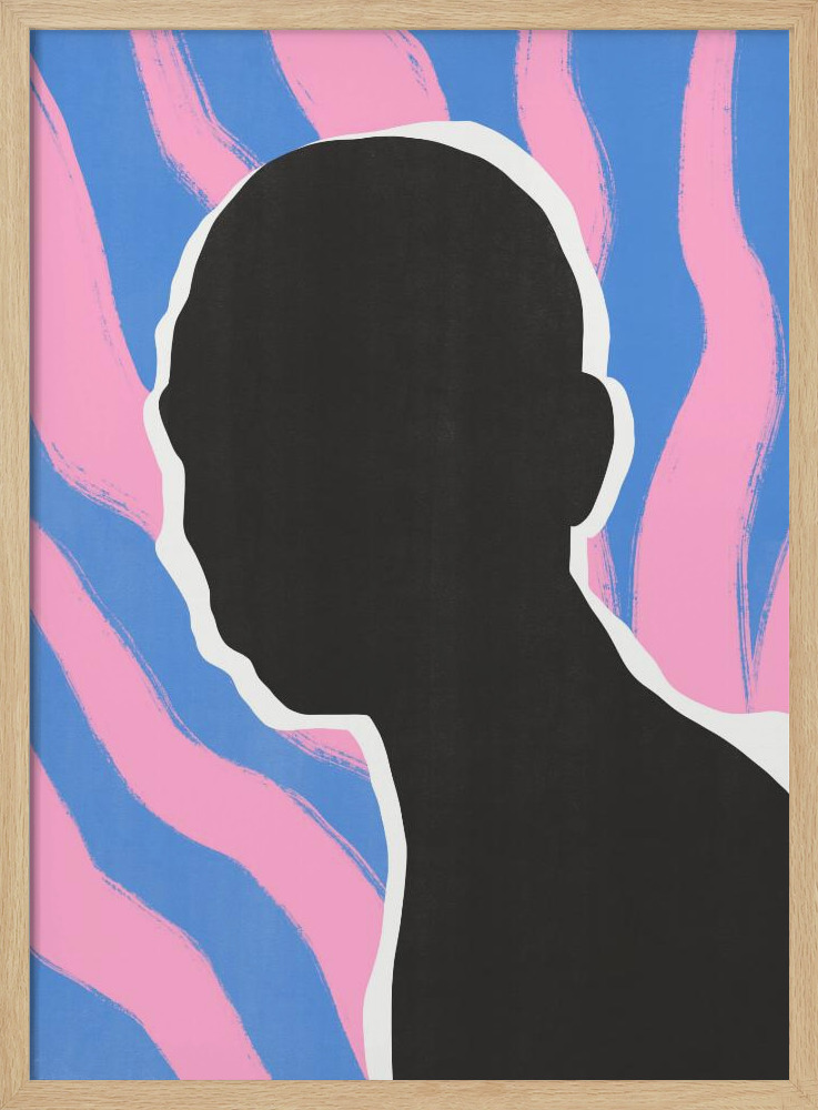 Poster - Anonymous Portrait In Stripes natural wood poster frame
