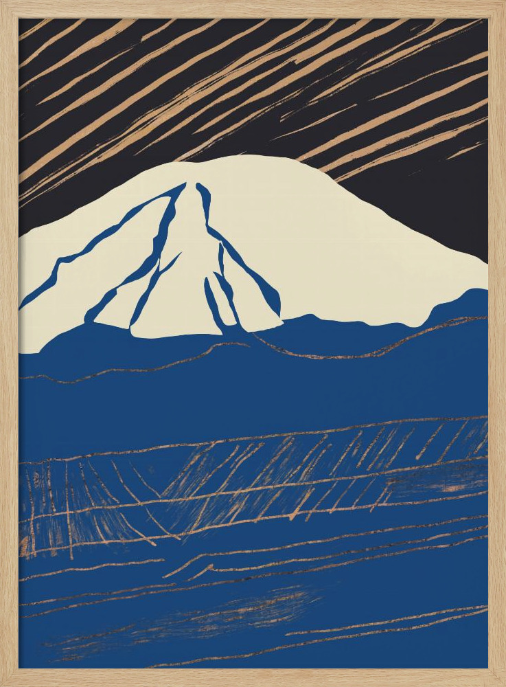 Poster - Snowy peak 02 natural wood poster frame