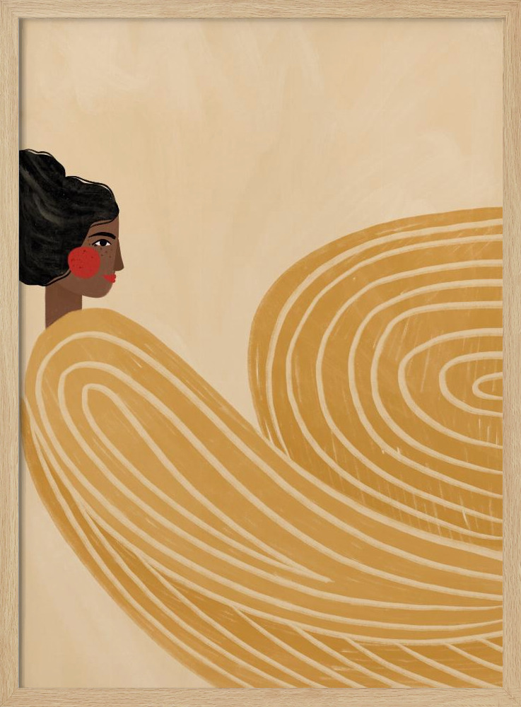 Poster - The Woman With the Yellow Stripes natural wood poster frame
