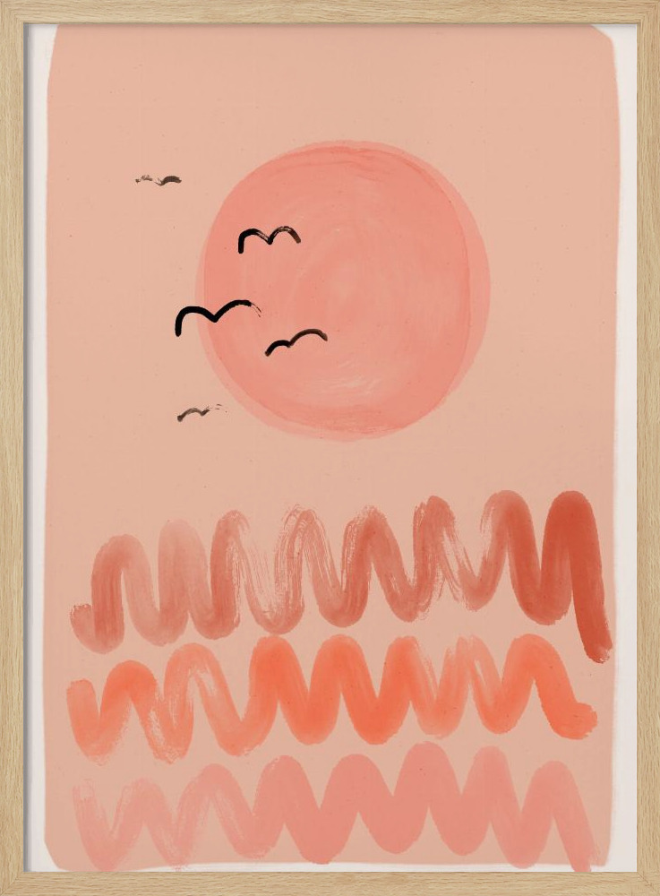 Poster - Peachy Sunset natural wood poster frame