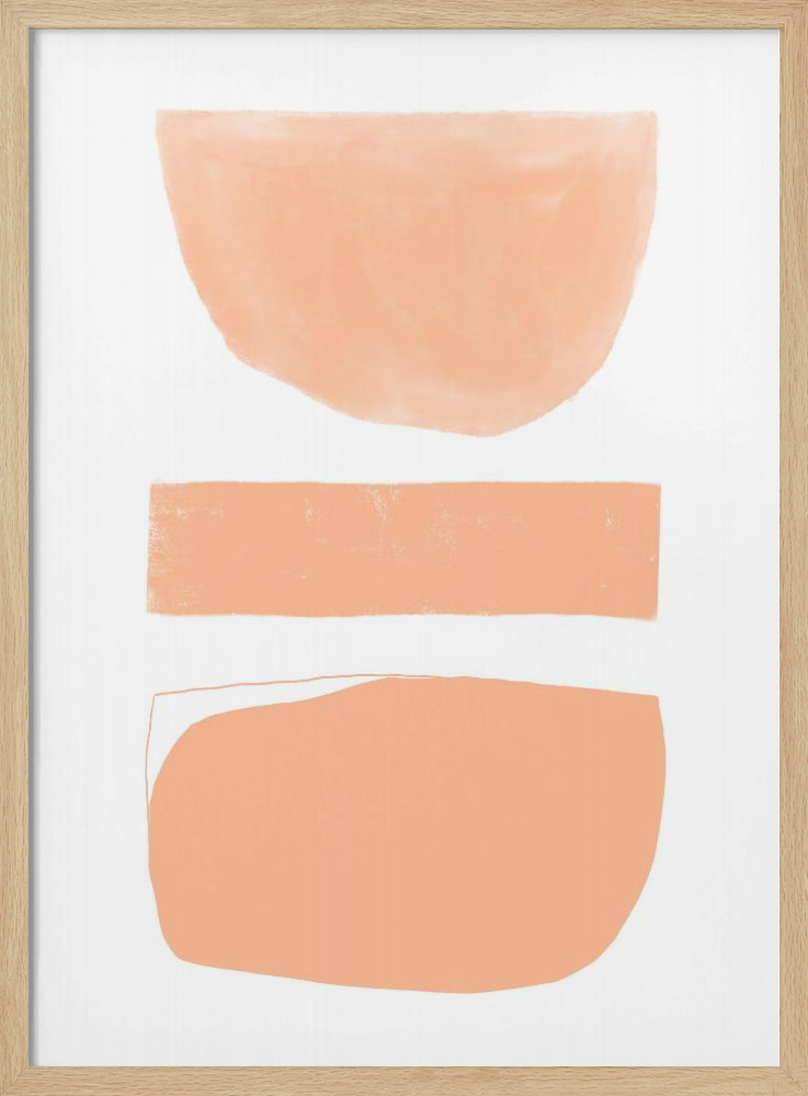 Poster - Abstract Shapes Peach natural wood poster frame