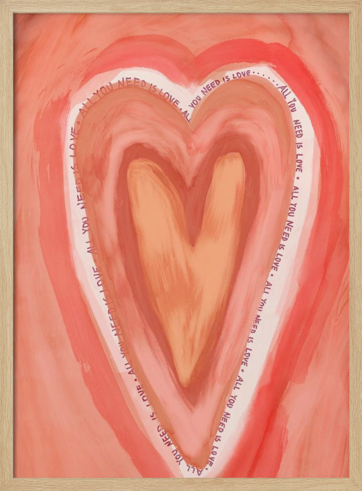 Poster - All You Need Is Love natural wood poster frame