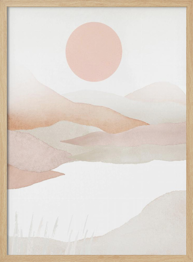 Affiche - Mountains in pink-2 cadre de poster en bois naturel