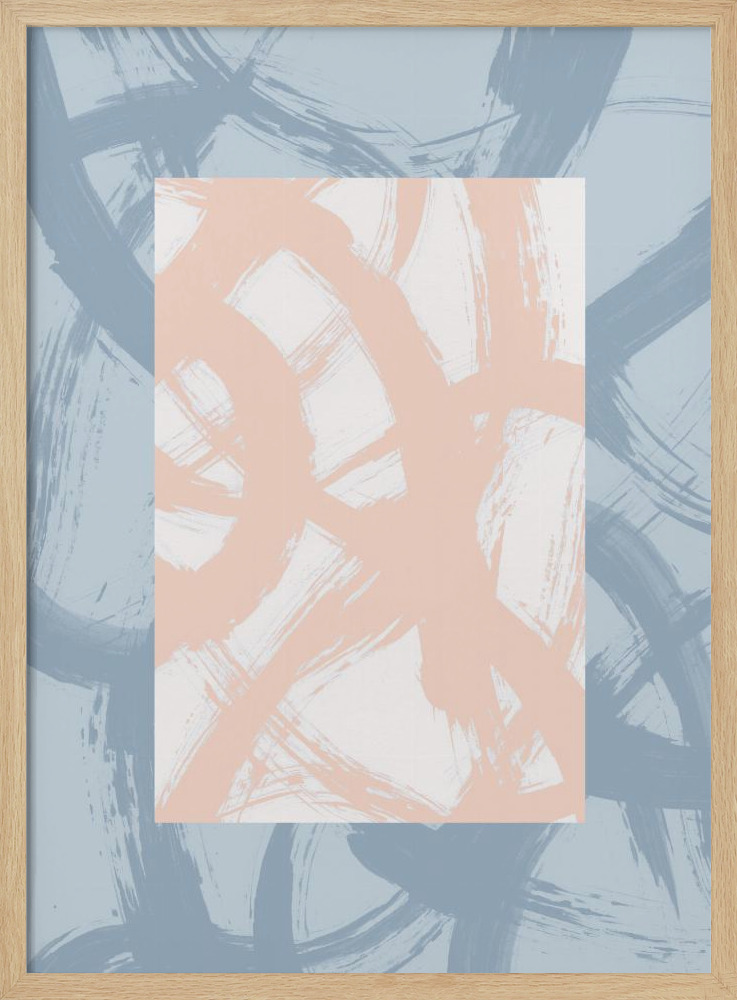 Affiche - Abstract Brush Strokes 98A cadre de poster en bois naturel