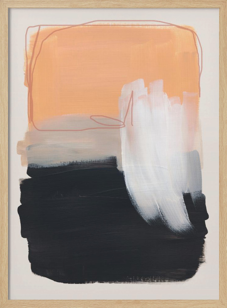 Plakat - Abstract Brush Strokes 122 ramka na plakat z naturalnego drewna